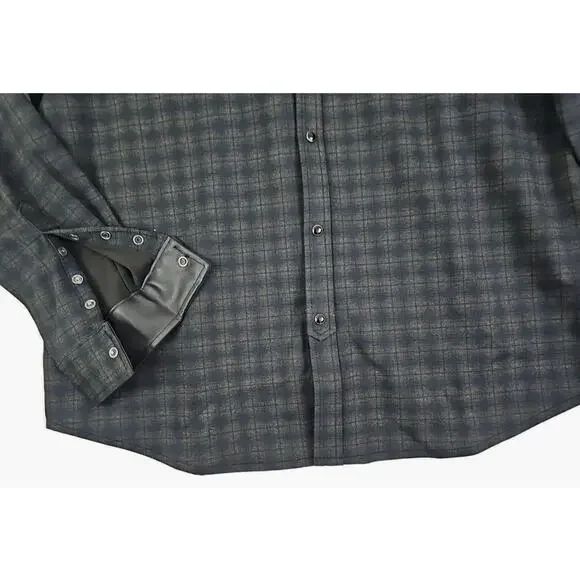 Scott James ~Men's Size XL~ Heavy Shirt Navy/Black Plaid Pearl Snap Button Down.
